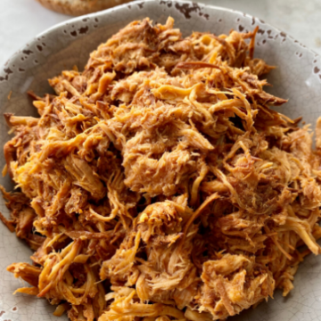 bowl of shredded bbq chicken