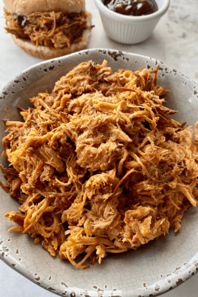 Shredded BBQ Crockpot Chicken