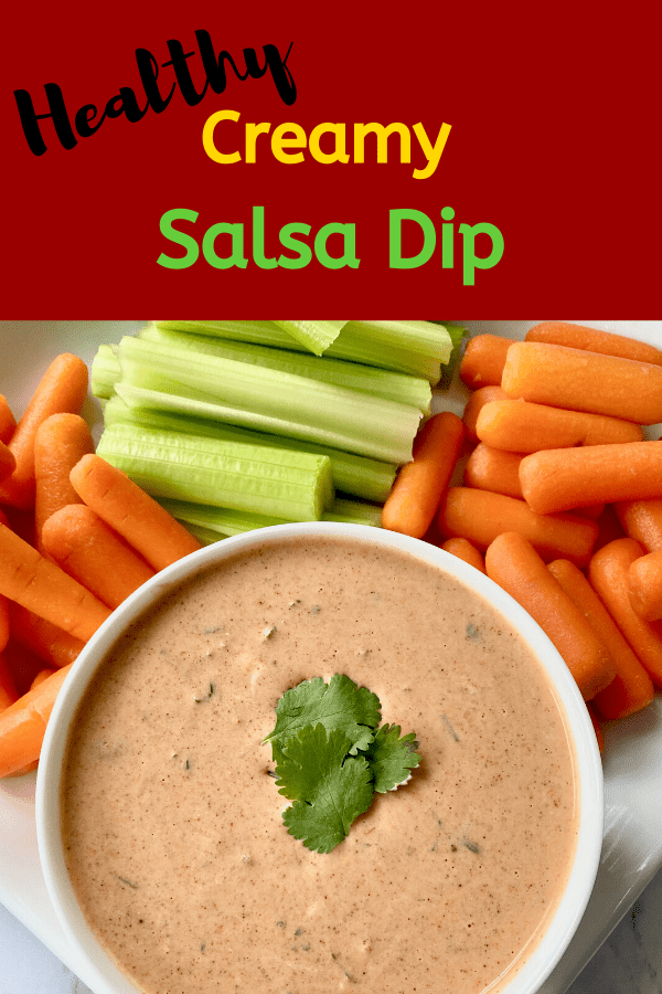 pinterest image of creamy salsa dip