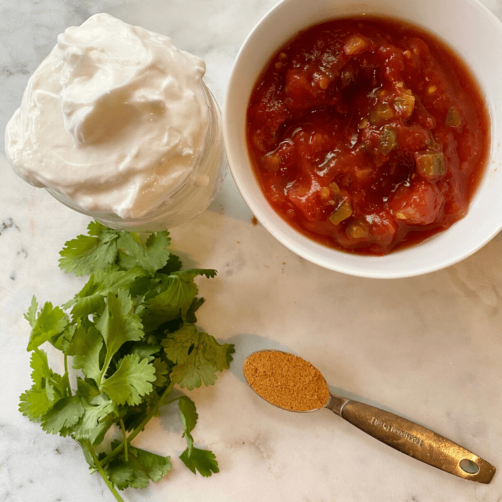 ingredients for creamy salsa dip