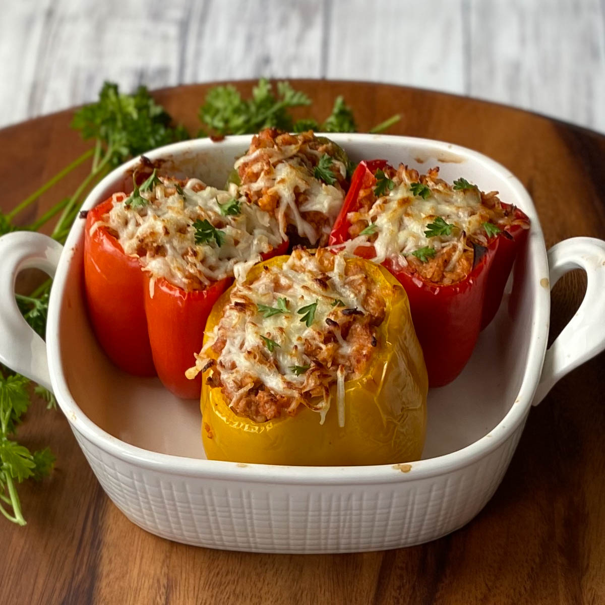 Ground Chicken Stuffed Peppers - Pinch of Wellness