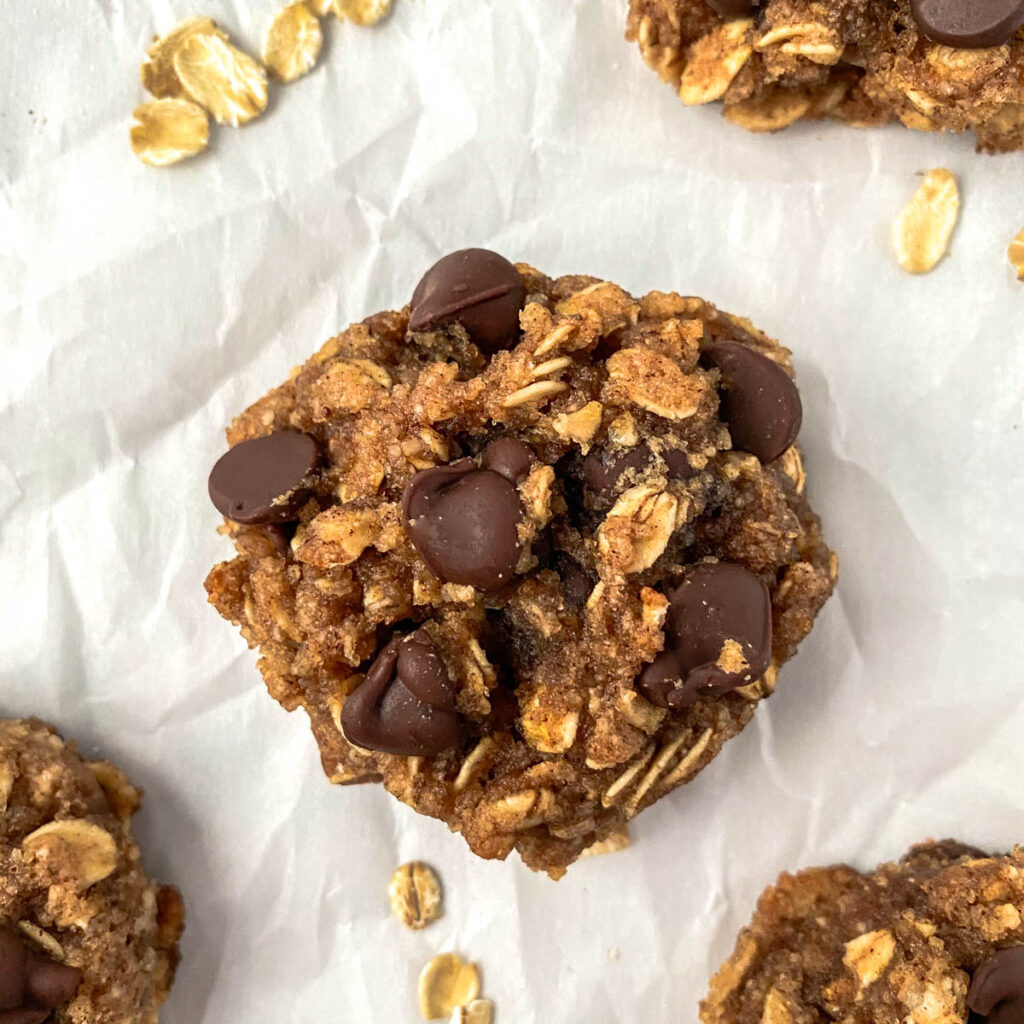 Almond Flour Oatmeal Cookies on parchment paper