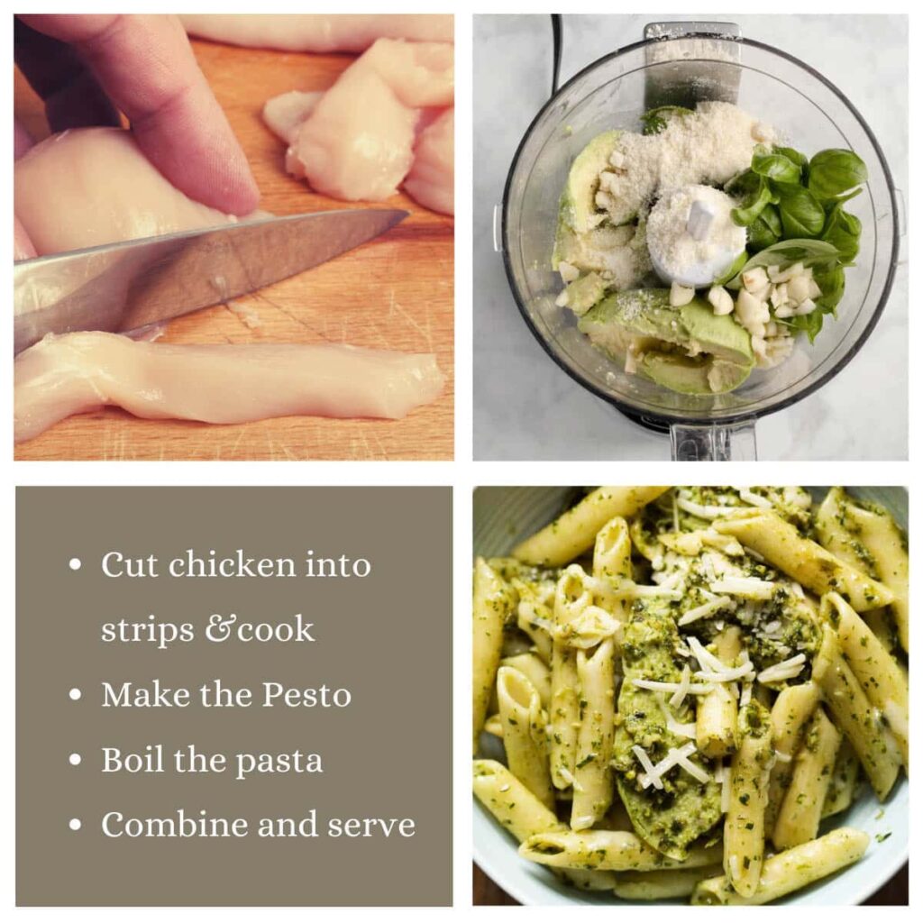 how to make avocado chicken pesto pasta