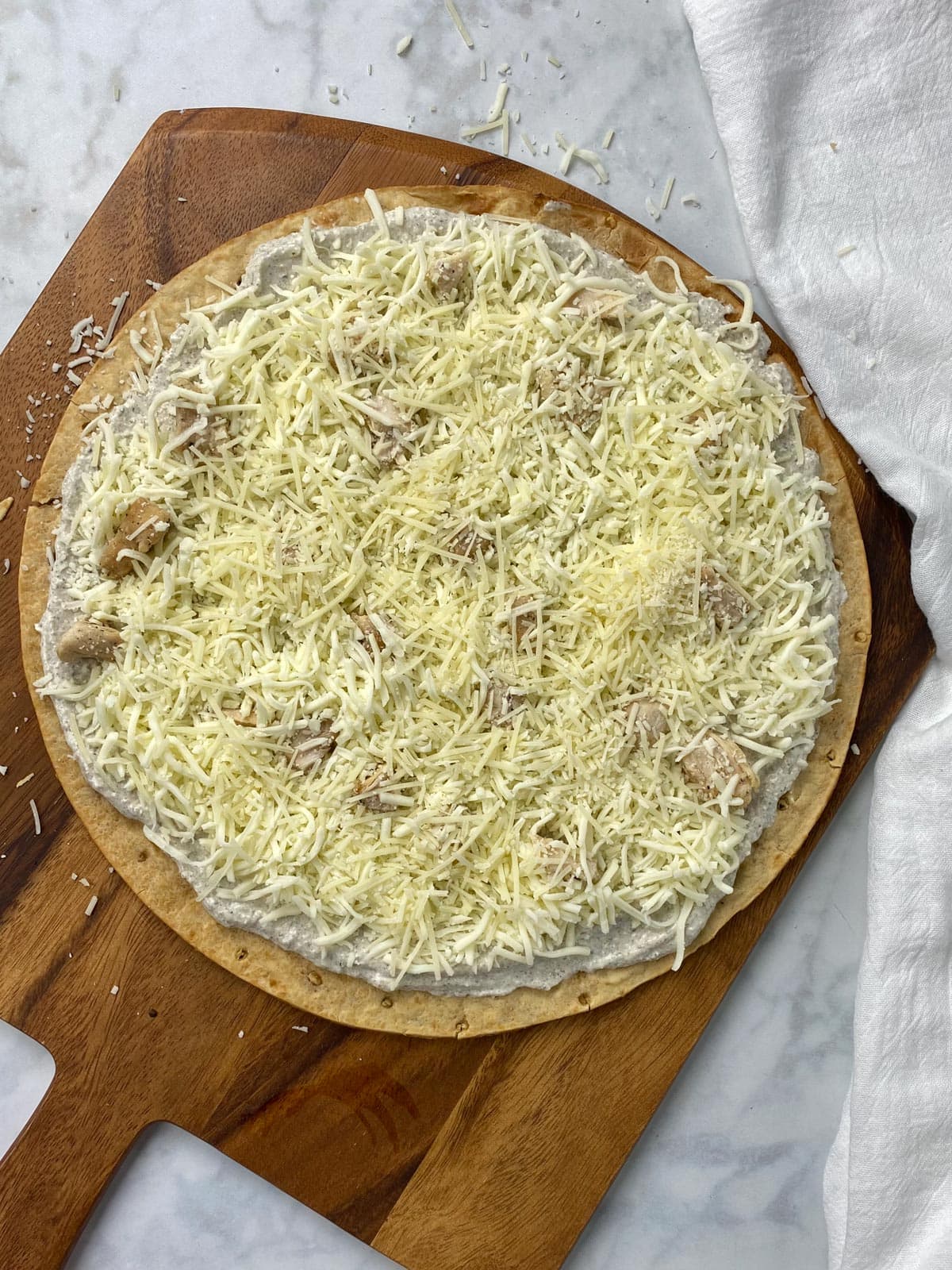 how-to-make-Cottage-Cheese-Pizza: add cheese