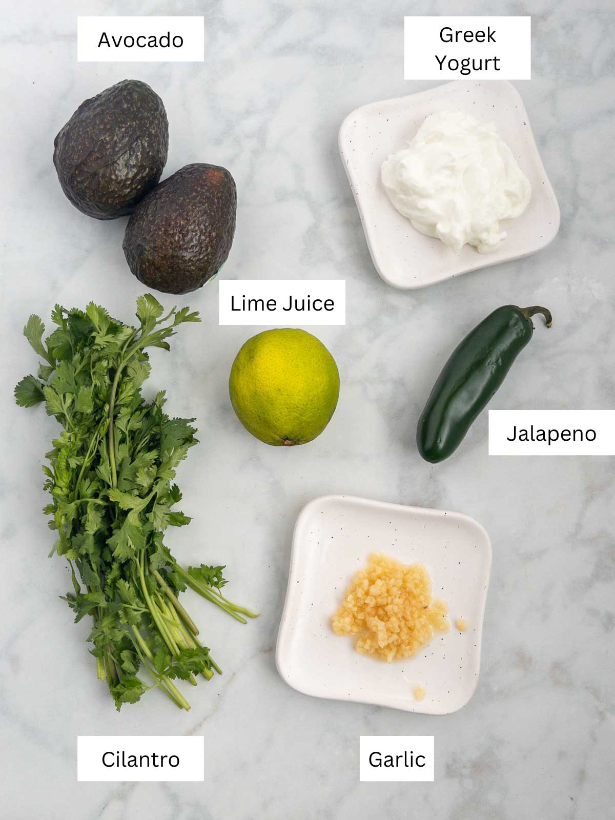 ingredients for avocado crema