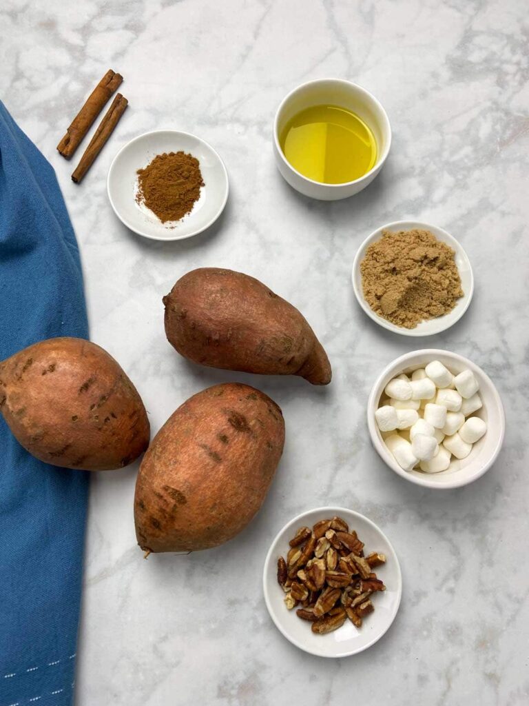 Ingredients for oven baked sweet potato slices