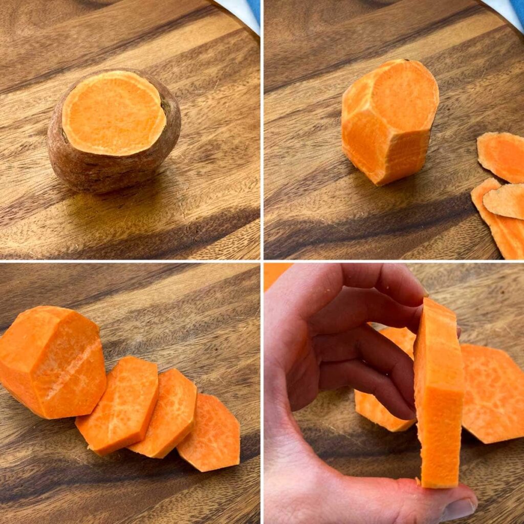 How to cut baked sweet potato slices