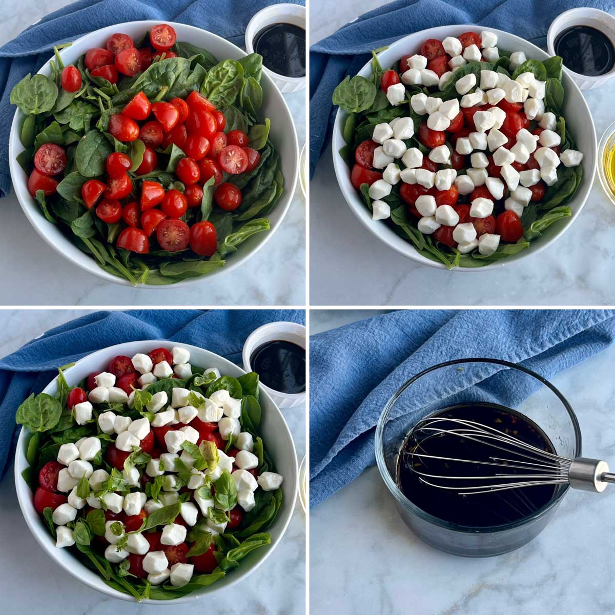 how to make spinach caprese salad