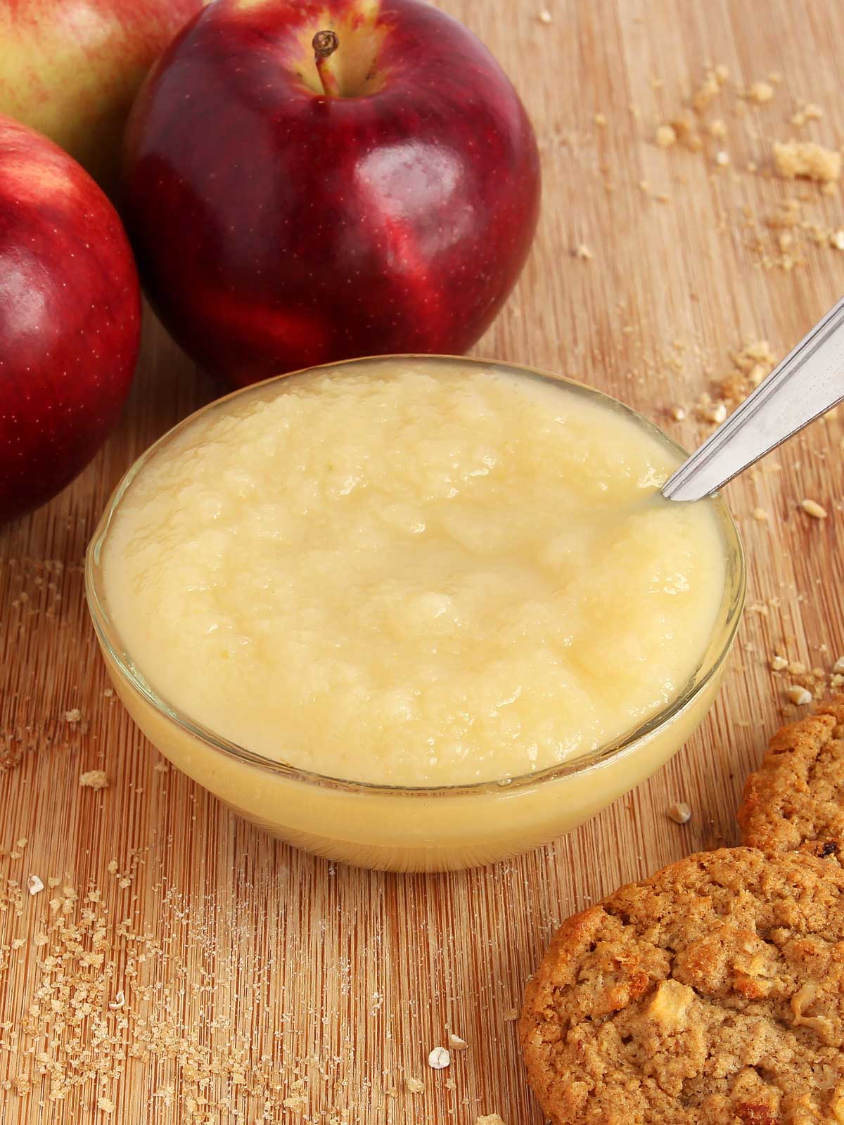 pureed apples in a bowl