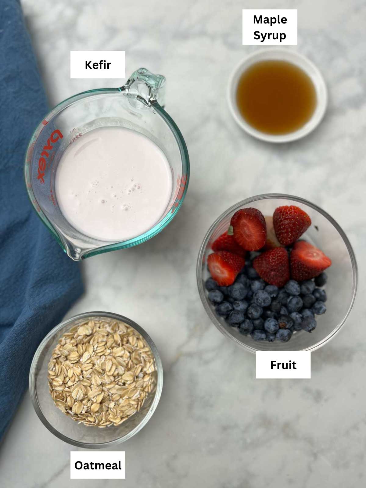 ingredients for overnight oats with kefir