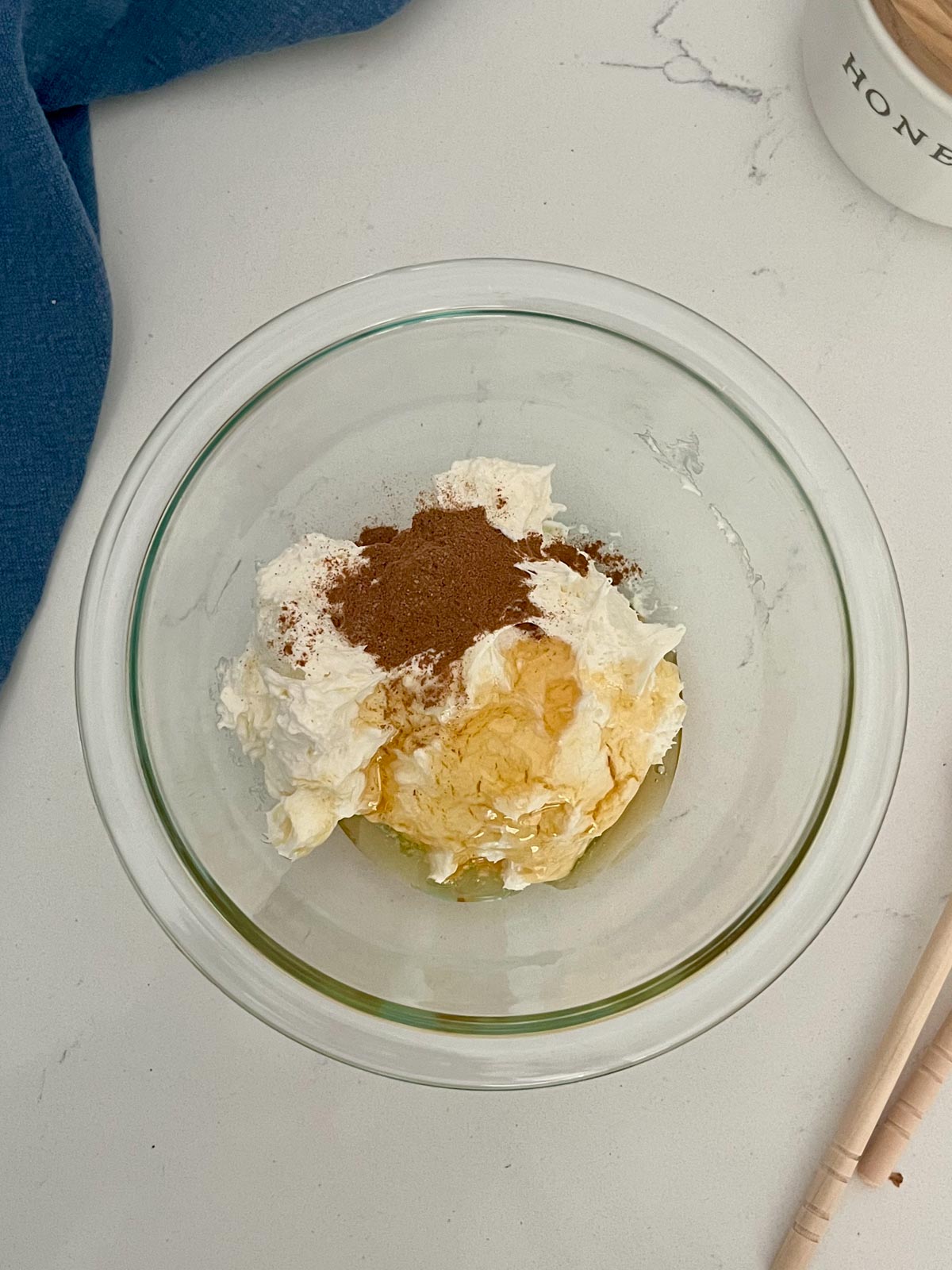 honey walnut ingredients in a mixing bowl