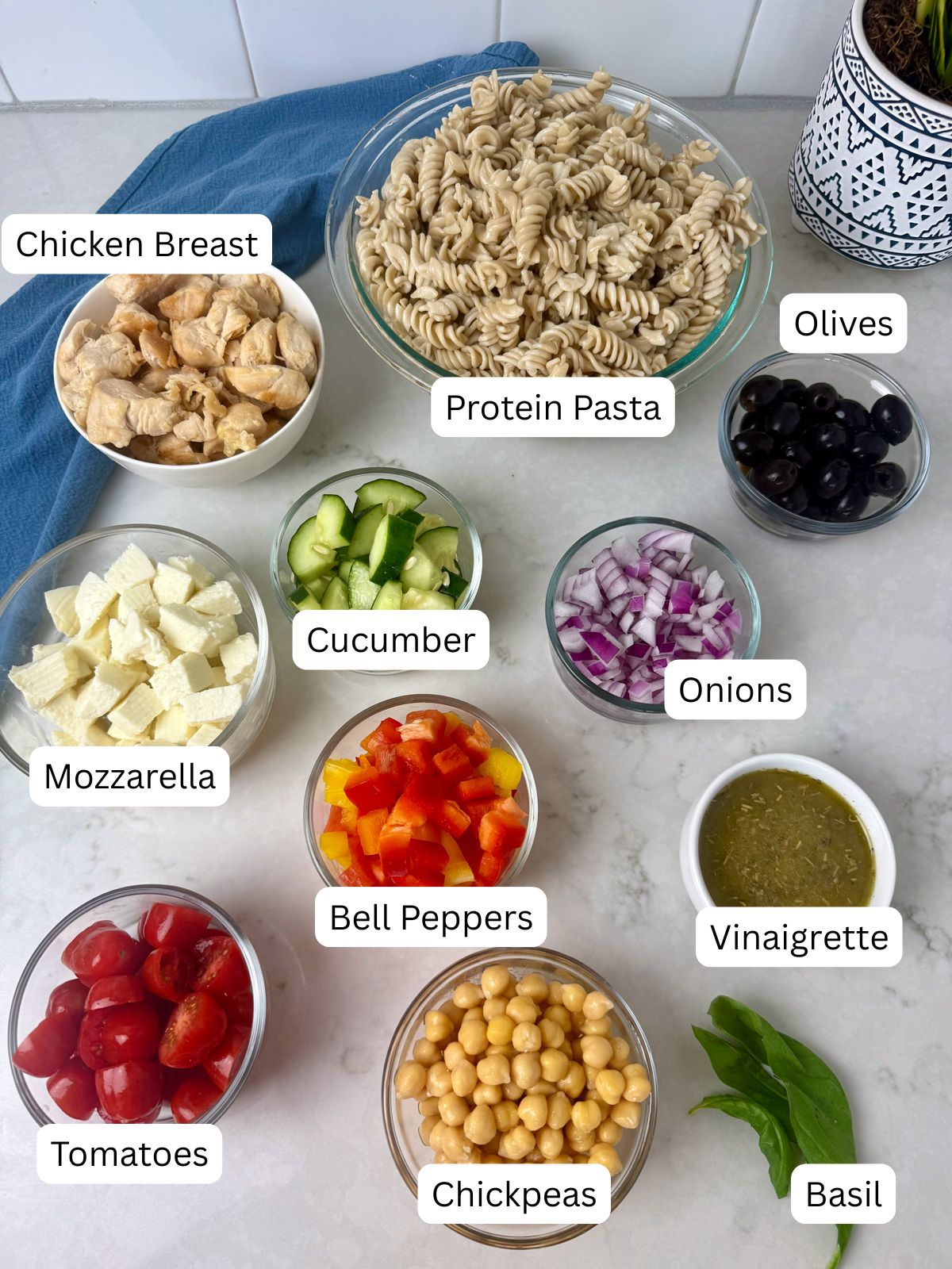 ingredients needed for high protein pasta salad