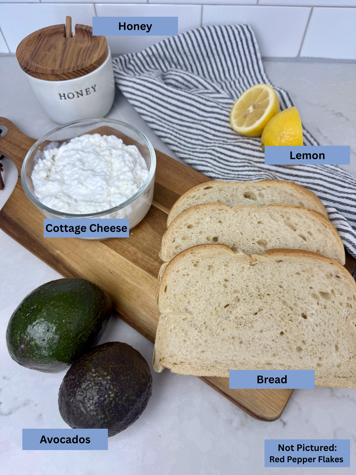 ingredients needed to make the high protein avocado toast