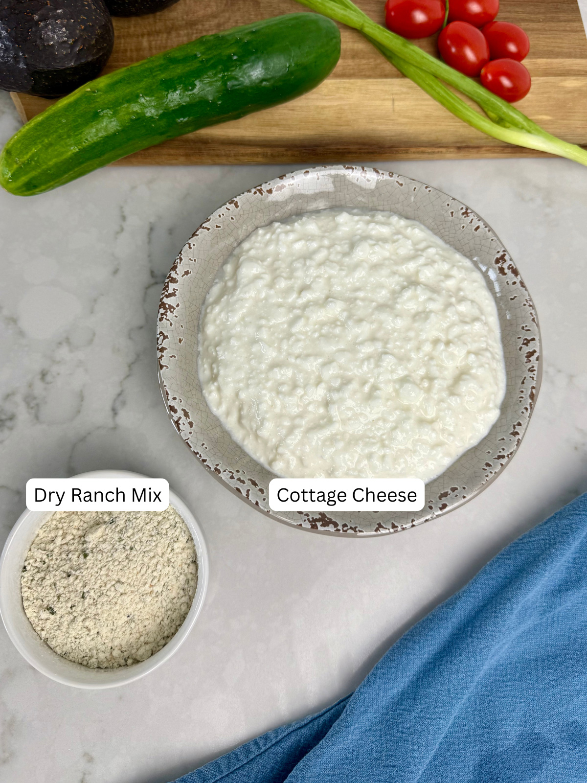 ingredients for cottage cheese ranch dip