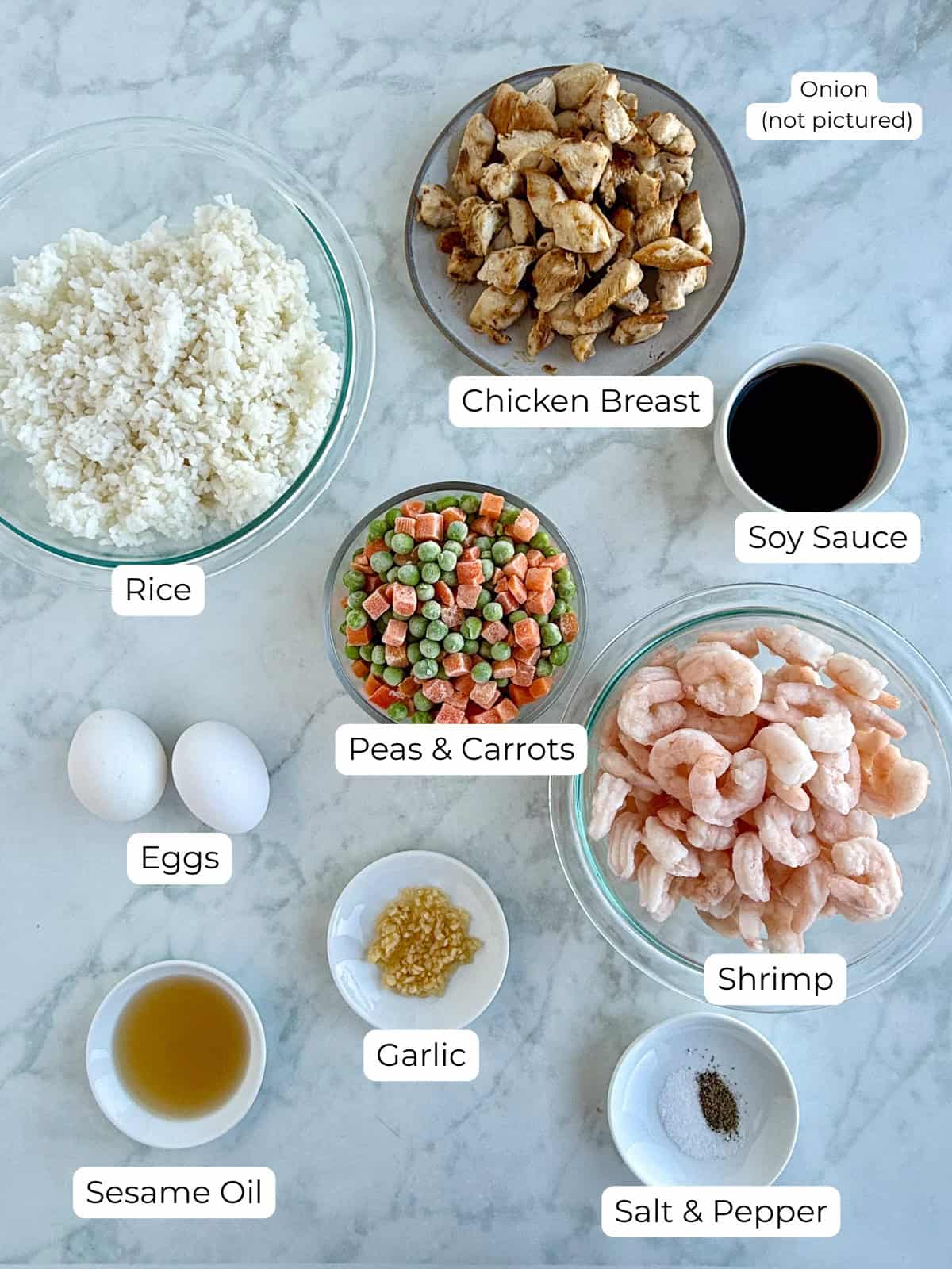 ingredients needed for Shrimp and chicken fried rice